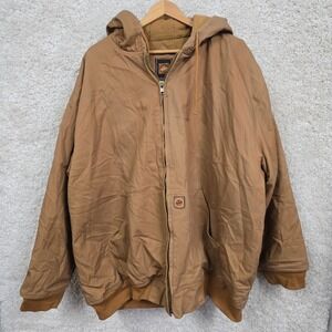 Clench Jeans Work Jacket Mens 4XL Brown‎ Canvas Quilted Lined Hooded